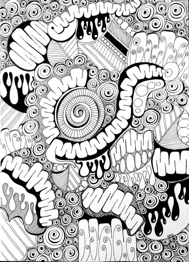 Doodle drawing sharpie art VisceraPhantasma by Heidi Denney