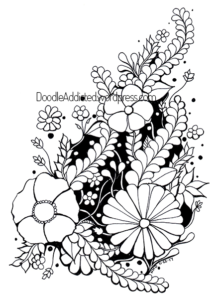 flower garden doodle art by Heidi Denney
